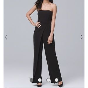 CONVERTIBLE BLACK STRAPLESS SPLIT-LEG JUMPSUIT